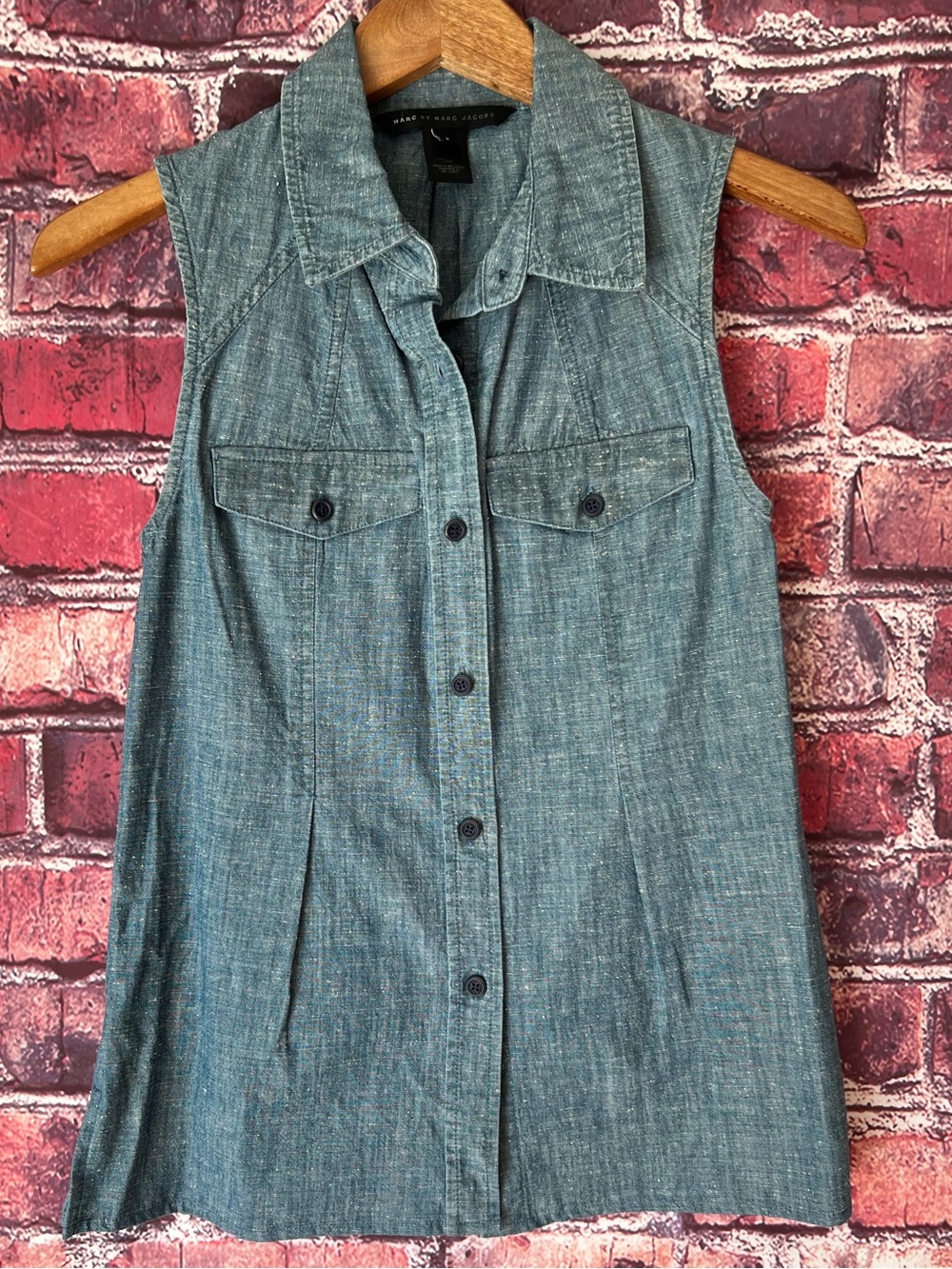 Marc by Marc Jacobs Blue Chambray Button-Front Top